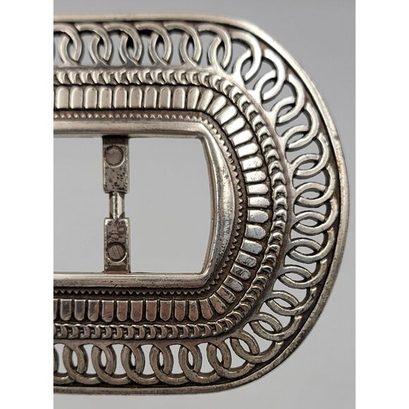 Vintage Walter Doran Western Silver Slotted Buckle 3.5"X3" - Picture 4 of 7